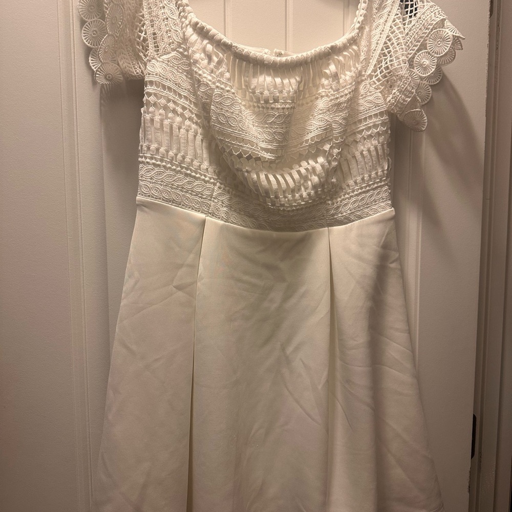 Francesca's Collections White Lace Midi Dress